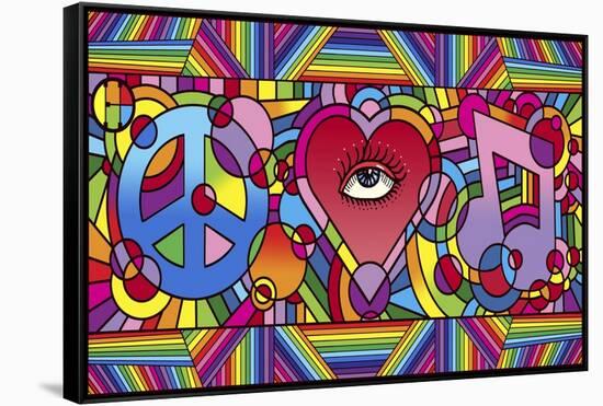 Peace Love Music C-Howie Green-Framed Stretched Canvas