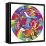 Peace Love Music Circle-Howie Green-Framed Stretched Canvas