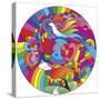 Peace Love Music Circle-Howie Green-Stretched Canvas