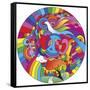 Peace Love Music Circle-Howie Green-Framed Stretched Canvas