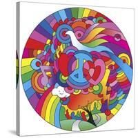 Peace Love Music Circle-Howie Green-Stretched Canvas