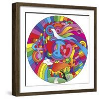 Peace Love Music Circle-Howie Green-Framed Giclee Print