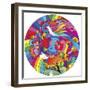 Peace Love Music Circle-Howie Green-Framed Giclee Print