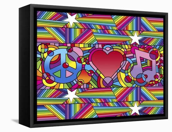 Peace Love Music D-Howie Green-Framed Stretched Canvas