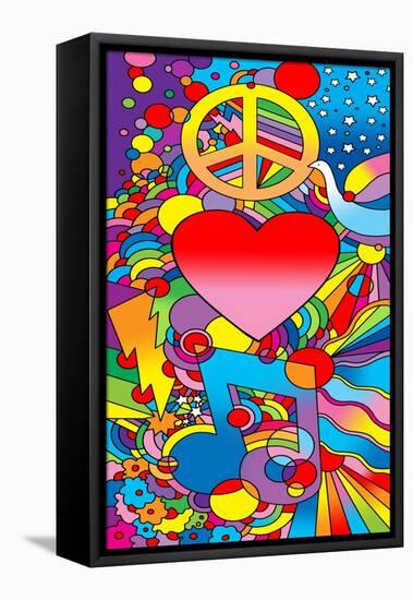 Peace Love Music-Howie Green-Framed Stretched Canvas