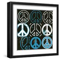 Peace Mantra (blue)-Erin Clark-Framed Art Print