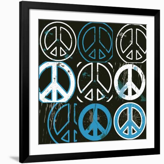 Peace Mantra (blue)-Erin Clark-Framed Art Print