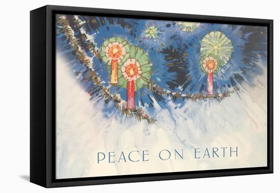 Peace on Earth, Stylized Candles-null-Framed Stretched Canvas