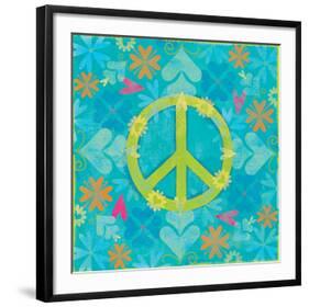 Peace Sign Floral Hearts I-Alan Hopfensperger-Framed Art Print