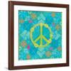 Peace Sign Floral Hearts I-Alan Hopfensperger-Framed Art Print