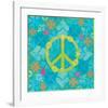 Peace Sign Floral Hearts I-Alan Hopfensperger-Framed Art Print