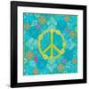 Peace Sign Floral Hearts I-Alan Hopfensperger-Framed Art Print