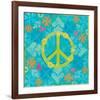 Peace Sign Floral Hearts I-Alan Hopfensperger-Framed Art Print