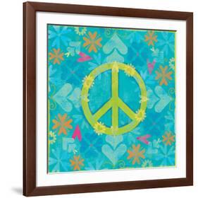 Peace Sign Floral Hearts I-Alan Hopfensperger-Framed Art Print