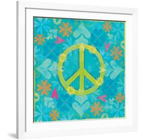 Peace Sign Floral Hearts I-Alan Hopfensperger-Framed Art Print