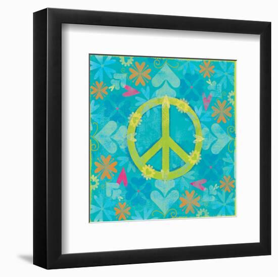 Peace Sign Floral Hearts I-Alan Hopfensperger-Framed Art Print