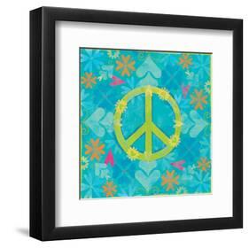 Peace Sign Floral Hearts I-Alan Hopfensperger-Framed Art Print