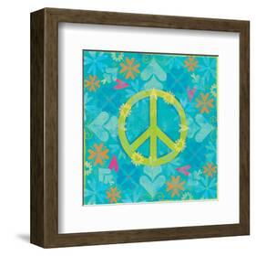 Peace Sign Floral Hearts I-Alan Hopfensperger-Framed Art Print