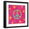 Peace Sign Floral Hearts II-Alan Hopfensperger-Framed Art Print