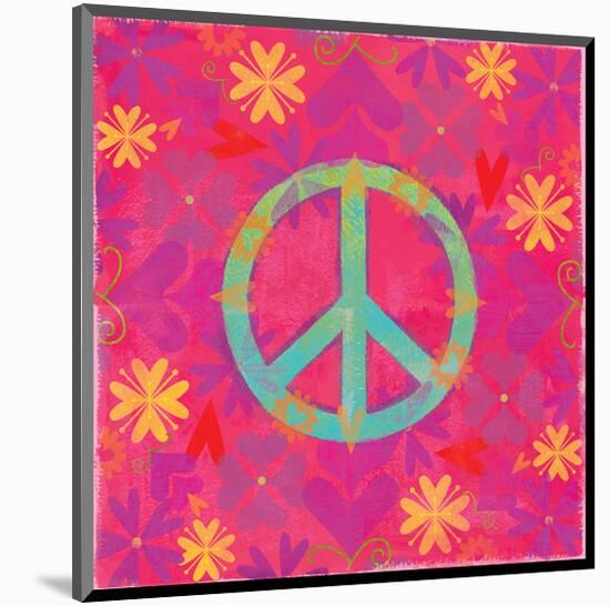 Peace Sign Floral Hearts II-Alan Hopfensperger-Mounted Art Print