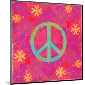 Peace Sign Floral Hearts II-Alan Hopfensperger-Mounted Art Print