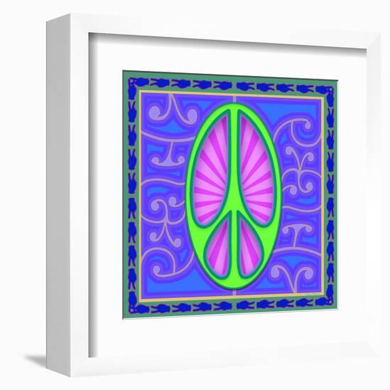 Peace sign (green)-Kem Mcnair-Framed Art Print