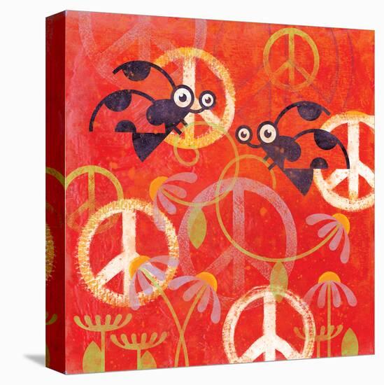 Peace Sign Ladybugs I-Alan Hopfensperger-Stretched Canvas