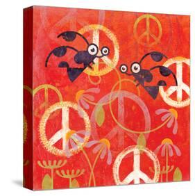 Peace Sign Ladybugs I-Alan Hopfensperger-Stretched Canvas