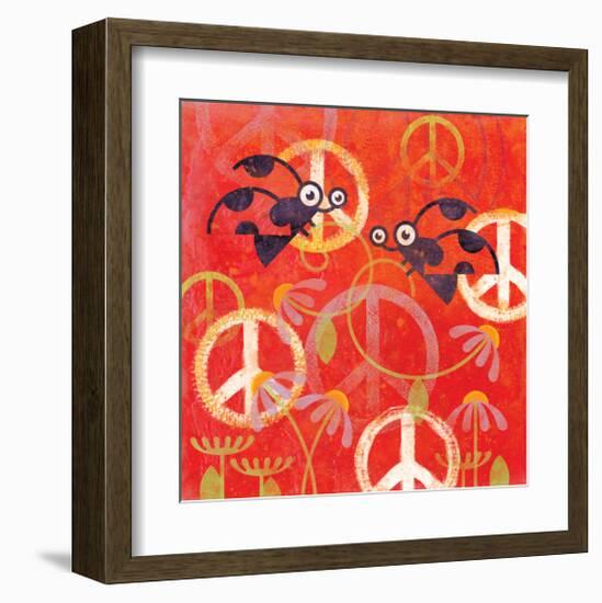 Peace Sign Ladybugs I-Alan Hopfensperger-Framed Art Print