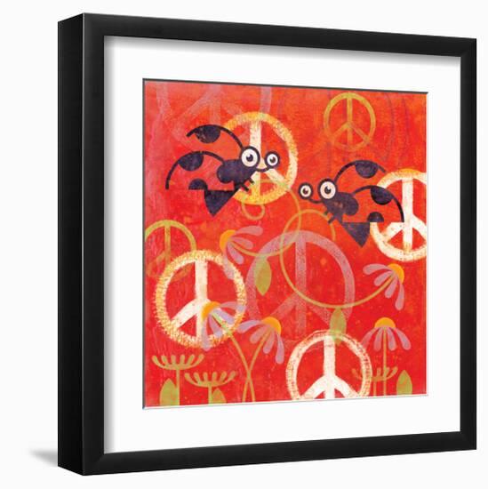 Peace Sign Ladybugs I-Alan Hopfensperger-Framed Art Print