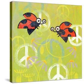 Peace Sign Ladybugs III-Alan Hopfensperger-Stretched Canvas