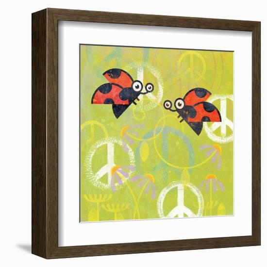 Peace Sign Ladybugs III-Alan Hopfensperger-Framed Art Print