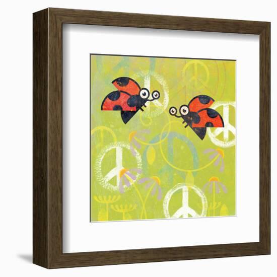 Peace Sign Ladybugs III-Alan Hopfensperger-Framed Art Print