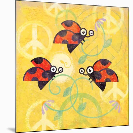 Peace Sign Ladybugs V-Alan Hopfensperger-Mounted Art Print
