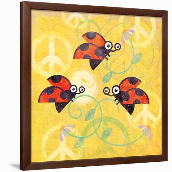 Peace Sign Ladybugs V-Alan Hopfensperger-Framed Art Print