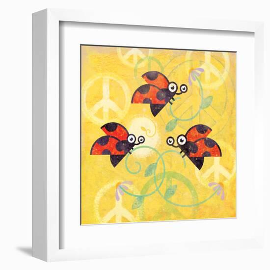 Peace Sign Ladybugs V-Alan Hopfensperger-Framed Art Print