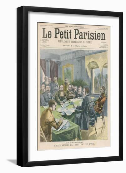 Peace the Peace Treaty is Signed in Pretoria by Christiaan de Wet and Kitchener-null-Framed Art Print