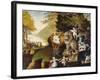 Peaceable Kingdom, by Edward Hicks, c. 1834, American painting,-Edward Hicks-Framed Art Print