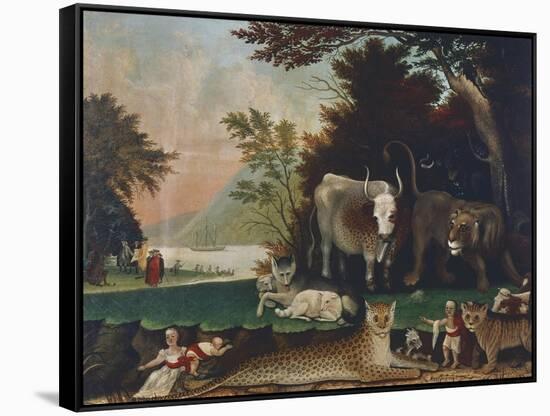 Peaceable Kingdom, Ca 1848-Edward Hicks-Framed Stretched Canvas