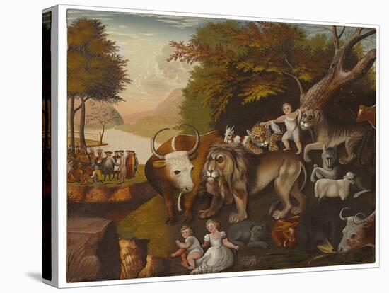 Peaceable Kingdom (Oil on Canvas)-Edward Hicks-Stretched Canvas