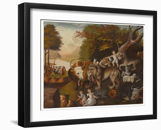 Peaceable Kingdom (Oil on Canvas)-Edward Hicks-Framed Giclee Print