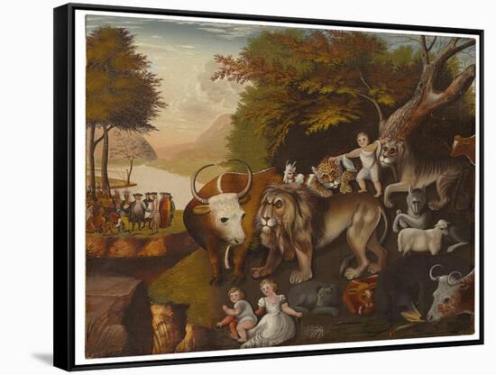 Peaceable Kingdom (Oil on Canvas)-Edward Hicks-Framed Stretched Canvas