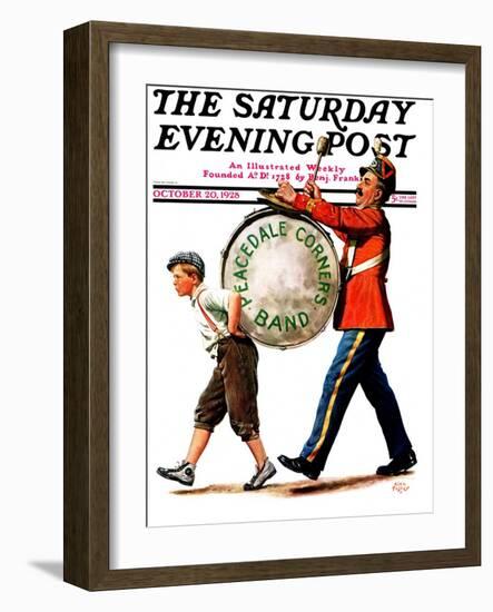 "Peacedale Corners Band," Saturday Evening Post Cover, October 20, 1928-Alan Foster-Framed Premium Giclee Print