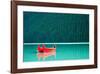 Peaceful Canoes on Lake Louise-null-Framed Premium Giclee Print