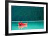 Peaceful Canoes on Lake Louise-null-Framed Premium Giclee Print