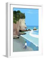 Peaceful coast with waves and cliffs-Hiroyuki Izutsu-Framed Giclee Print