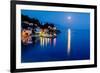 Peaceful Croatian Village and Adriatic Bay Illuminated by Moon, Croatia-anshar-Framed Photographic Print