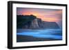 Peaceful Fire Sunset Sky Near Santa Cruz, California Coast-Vincent James-Framed Premium Photographic Print