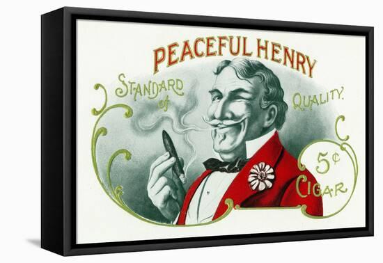 Peaceful Henry Brand Cigar Box Label-Lantern Press-Framed Stretched Canvas