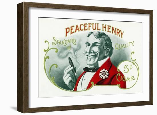 Peaceful Henry Brand Cigar Box Label-Lantern Press-Framed Art Print